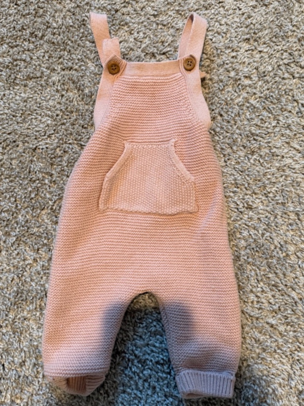 Soft Knit Light Pink Overalls with Front Pocket